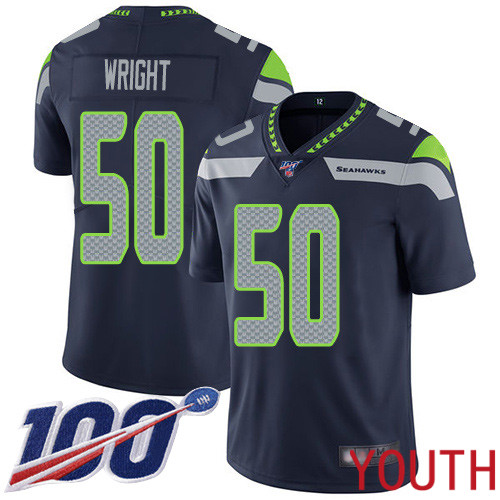 Seattle Seahawks Limited Navy Blue Youth K.J. Wright Home Jersey NFL Football 50 100th Season Vapor Untouchable